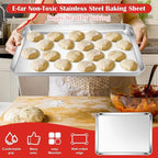 E-far Cookie Sheet for Baking, 18”x13” Stainless Steel Baking Sheet Pan for Oven - Image 5