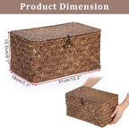 Sumnacon Wicker Basket with Lid Rectangle Woven Baskets - Image 3