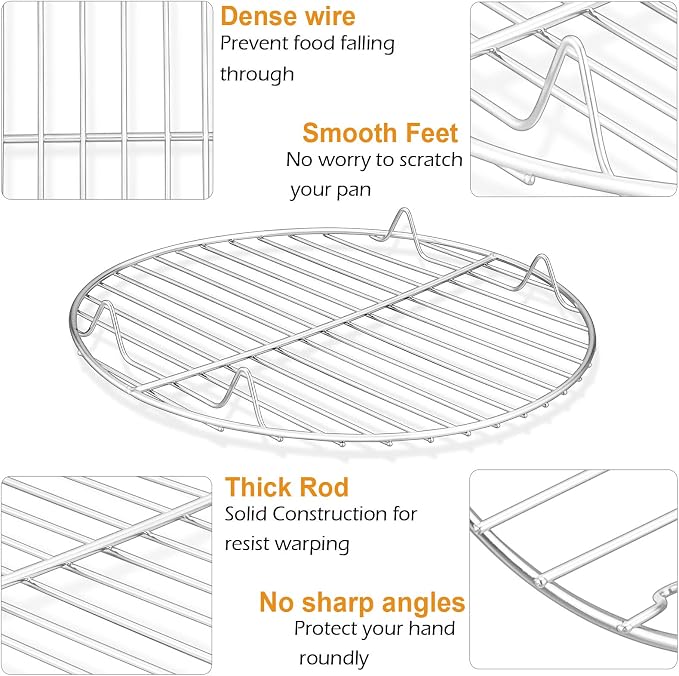 P&P CHEF Round Cooking Rack, Fits Air Fryer/Stockpot/Pressure Cooker/Round Cake - Image 4