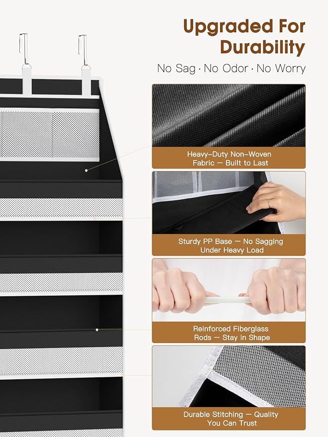 Criusia Over the Door Organizer, Heavy-Duty 6-Shelf Hanging Storage - Image 3