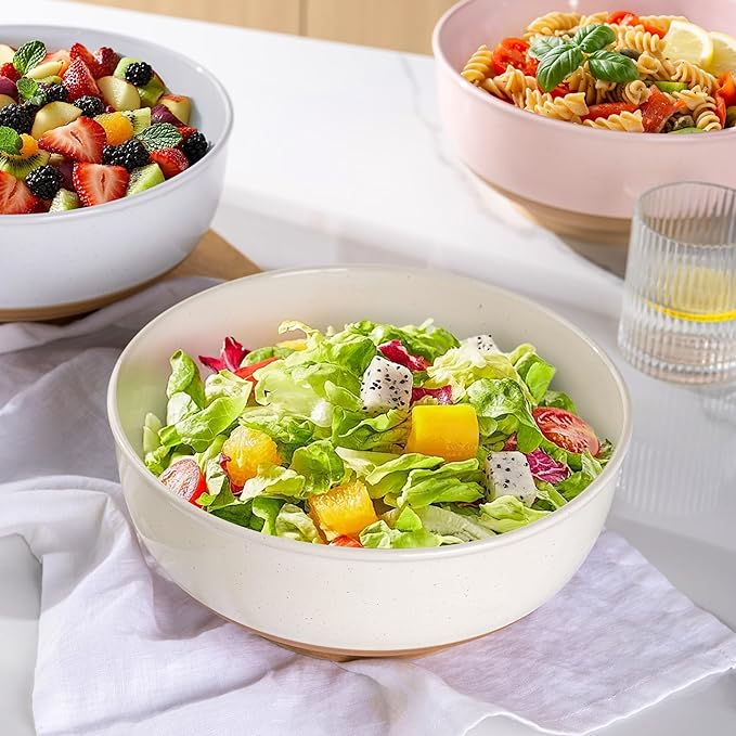 AmorArc 9.8’’ Ceramic Serving Bowls, 90 OZ Extra Large Salad Bowls Set of 2 - Image 7