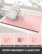 Rnivvi Dish Drying Mat for Kitchen Counter, XL 15 x 24" Super Absorbent Drainer - Image 3