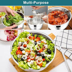 E-far Mixing Bowls with Lids, 6-Piece Stainless Steel Salad Bowls Metal Nesting - Image 4