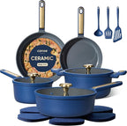 CAROTE Ceramic Cookwar Set, Pots and Pan Set Non Stick 16 Piece, Cookware Set by CAROTE