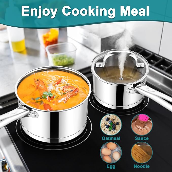 E-far Stainless Steel Saucepan - 1QT & 2QT &3QT - Image 4