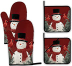 Christmas Snowman Oven Mitts and Pot Holders, Cardinal Heat Resistant Oven by Unknown