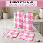 Native Fab Buffalo Plaid Check Oven Mitts and Pot Holders Set of 4, 100% Cotton - Image 8
