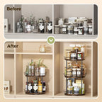 LAMU 12'' Lazy Susan Turntable Organizer, 2 Tier Round Rotating Spice Rack - Image 4