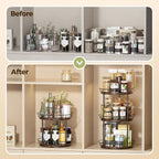LAMU 10'' Lazy Susan Turntable Organizer, 2 Tier Round Rotating Spice Rack - Image 4