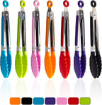 7 Pack Kitchen Tongs Set 7-Inch Color Mini Small Food Tongs - Image 7