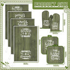 Leinuosen 8 Pcs Kitchen Towels and Oven Mitts Sets Pot Holders Dishcloths Set - Image 3