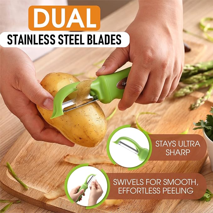 Spring Chef Premium Swivel Vegetable Peeler, Soft Grip Handle and Ultra Sharp - Image 2