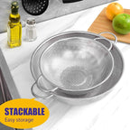 E-far 3QT & 5QT Colander Set of 2, Stainless Steel Micro-Perforated Colander - Image 6