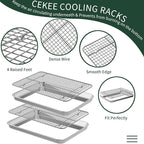 Quarter Sheet Pan with Cooling Rack Set, CEKEE Stainless Steel Cookie Sheets - Image 4