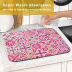 Pink Mexican Tiles Dish Drying Mat Absorbent Microfiber Dish Drying Pad - Image 7