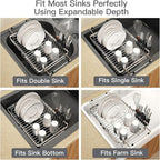 MAJALiS Dish Drying Rack Over The Sink, Expandable Stainless Steel Dish Drainer - Image 4