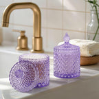 rejomiik 2 Pack Qtip Holder Thick Glass Apothecary Jars - Image 2