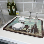 Giwawa Retro Deer Forest Cabin Silhouette Dish Drying Mat Countertop 18x24 Fall - Image 6