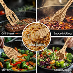 CUTHOLLOW 6PCS Magic Element Wooden Kitchen Cooking Utensil Set, 11.9in Non - Image 4