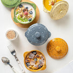 Individual Serving Pot Set of 4-10 Oz Ceramic Mini Cocotte - Image 5