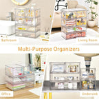 Stebopum 6 Pack Stackable Storage Drawers Clear Acrylic Organizer Makeup - Image 7