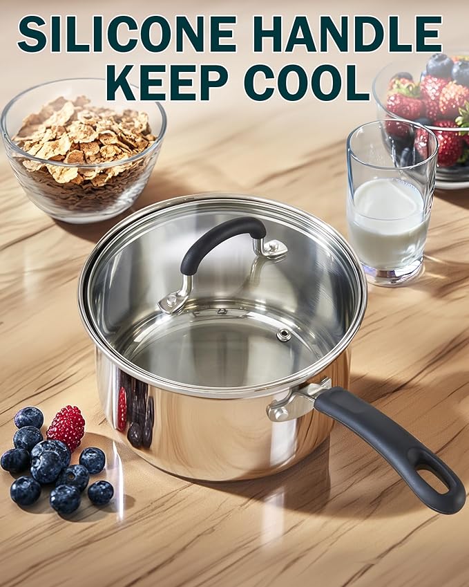 Cook N Home 1 & 2 Quart Stainless Steel Saucepan Sets - Image 4