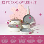 Paris Hilton Epic Nonstick Pots and Pans Set, Tempered Glass Lids, Soft Touch - Image 3