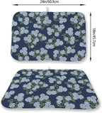 Navy Blue Dish Drying Mat 18x24 Inch Blue Green Vintage Floral Hydrangea Flower - Image 2