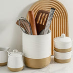 HASENSE Utensil Holder, 7.4" x 6.2" Ceramic Utensil Holder - Image 3