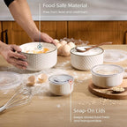 KooK Serving Bowls, with Lids, Ceramic Nesting Bowls, Microwave and Dishwasher - Image 2