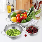 E-far Stainless Steel Colander Set of 3, Micro-Perforated Metal Colander - Image 6