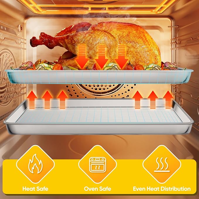 Homikit 2 Pack Baking Sheet, 18” x 13” Stainless Steel Large Cookie Pan Set - Image 7