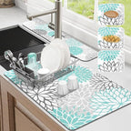 Findosom 2PCS 12" x 20" Dish Drying Mat & 24" x 5.5" Sink Splash Guard by Findosom