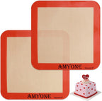 Silicone Baking Mats for 8 inch Square Cake Pan, Non-stick Reusable Cookie by AMYONE