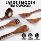 Zulay Kitchen Extra-Large 5-Piece Wooden Spoon Set - Image 2