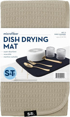 S&T INC. Dish Drying Mat 2 Pack, 16” x 18”, Absorbent Microfiber Kitchen - Image 8
