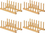 HBlife 4pcs Bamboo Dish Plate Bowl Cup Book Pot Lid Cutting Board Drying Rack by HBlife