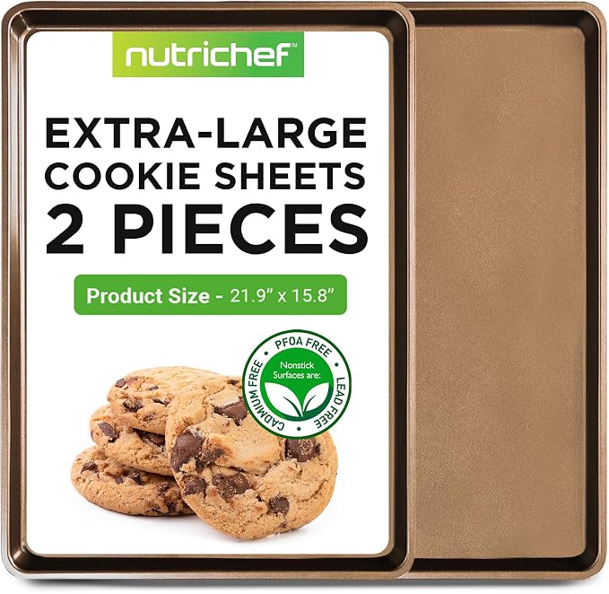 NutriChef Nonstick Extra Large Baking Sheets – 22 x 16 Inch Mega Cookie Sheet by NutriChef%E2%84%A2Kitchen