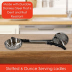 6 Ounce Slotted Stainless Steel Portion Control Ladle Spoon - Image 3