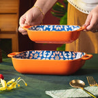 ONCCI Ceramic Baking Dish Set, 2-Piece Hand-painted Porcelain Rectangular - Image 5