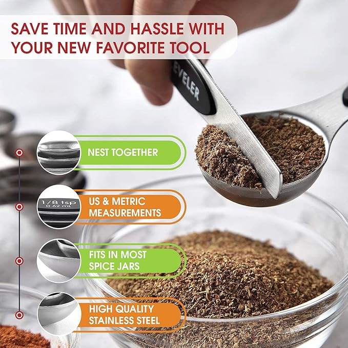 Spring Chef Stainless Steel Magnetic Measuring Spoons Set of 8 - Image 5