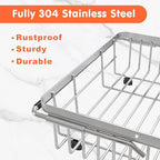 Expandable Over The Sink Dish Drainer Drying Rack In Stainless Steel Metal - Image 8
