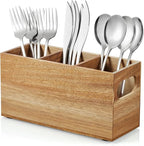 DRASTAR Silverware Holder, Acacia Wooden Utensil Caddy, Cutlery Holder by EnhanceYourDailyLife
