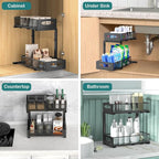 Housolution 2 Pack Under Sink Organizer, 2 Tier Metal Pull Out Under Sink - Image 7