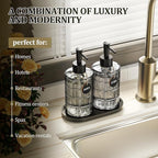 MASADI Soap Dispenser Set with Bamboo Tray, Dish and Hand Soap Lotion Dispenser - Image 3