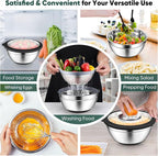 P&P CHEF Mixing Bowls with Lids Set of 3, Stainless Steel Mixing Bowl and - Image 5