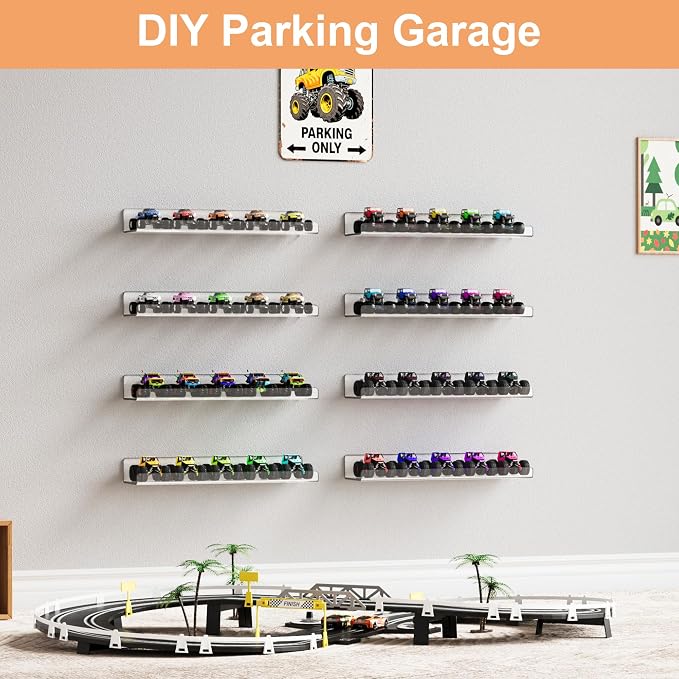 upsimples 14 Pack Acrylic Shelves Wall Organizer and Storage, Toy Cars - Image 2