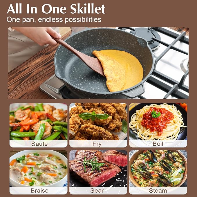SENSARTE Nonstick Deep Frying Pan Skillet, 11-inch Saute Pan - Image 6