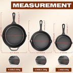 Cast Iron Skillet 3-Piece Set, Heavy-Duty Pre-Seasoned Pan Cookware Set - Image 2