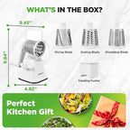 NutriChef 3 in 1 Cheese Grater & Shredder | Strong Suction Base, Rotary Handle - Image 8